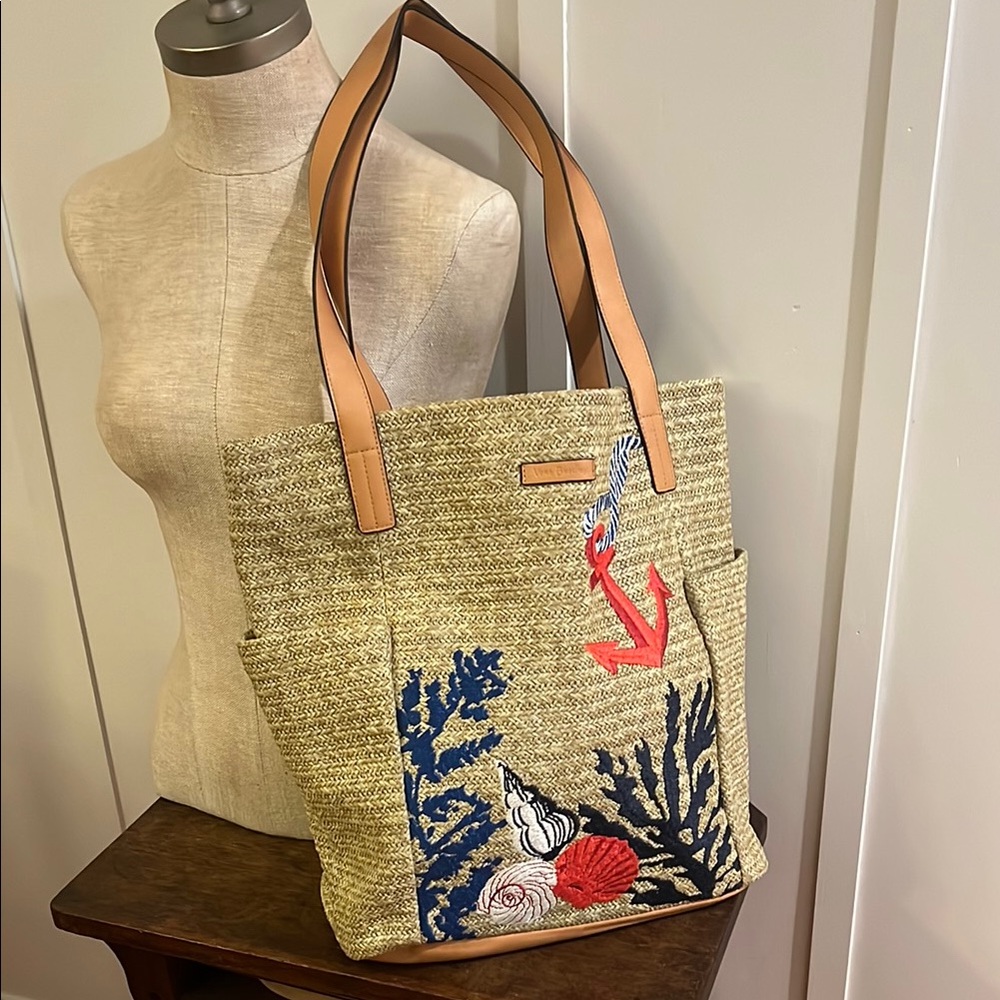 Vera Bradley Tan Tote with Anchor and Coral Design